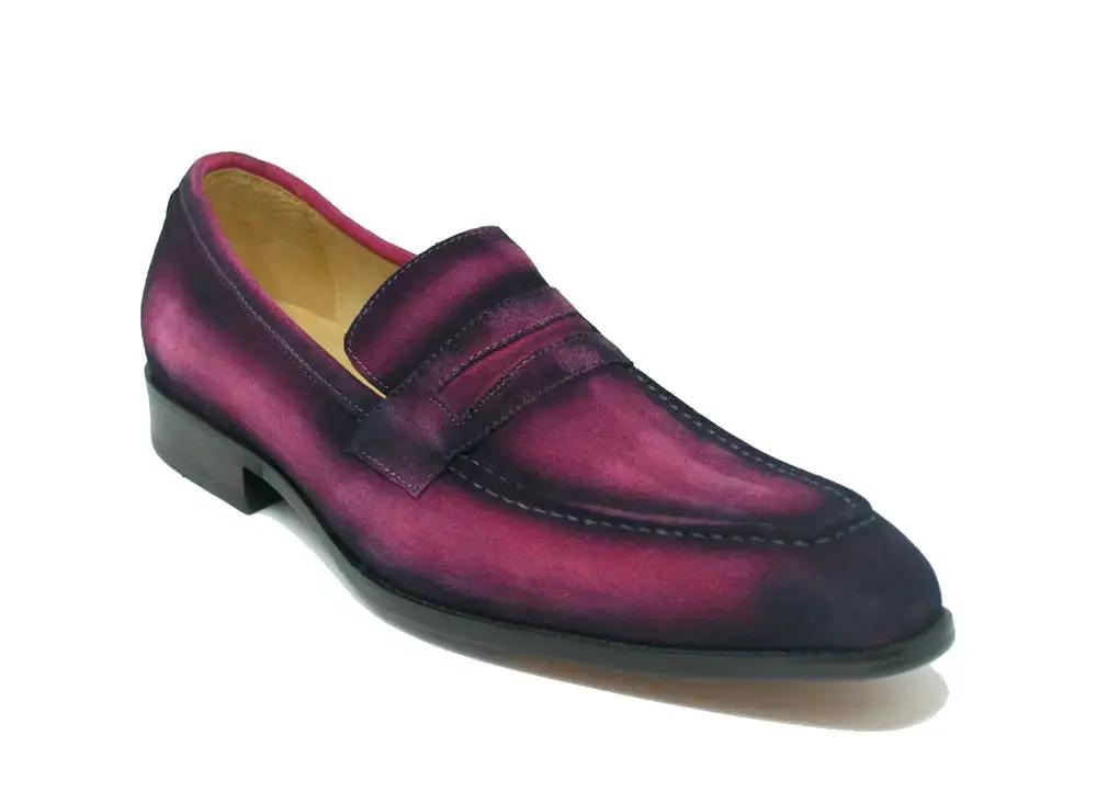 Carrucci Shoes Hand Burnished Suede Penny Loafer Men’s Suede top view