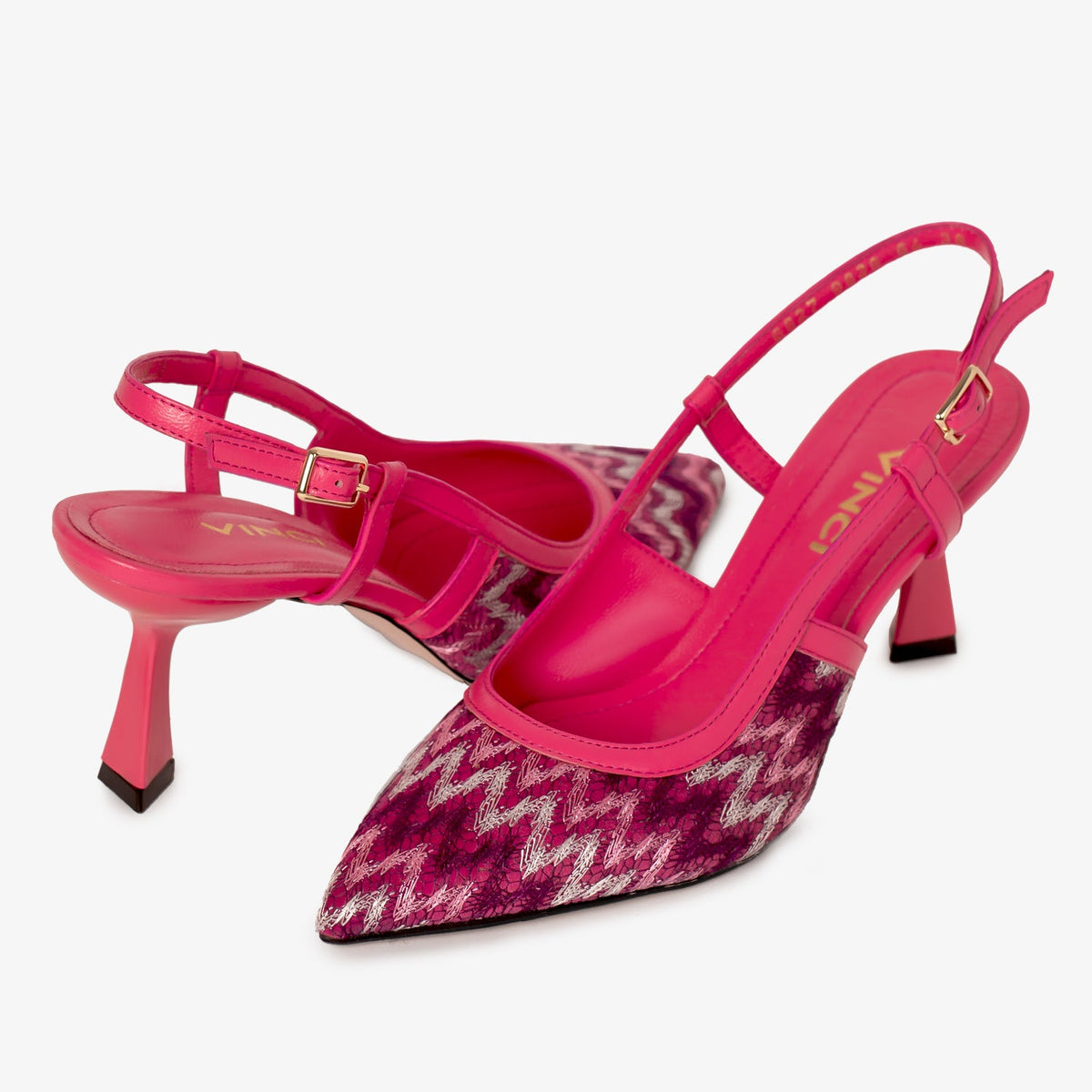 Vinci Leather The Napoli Fuchsia Leather Slingback Women Sandal – product view 5
