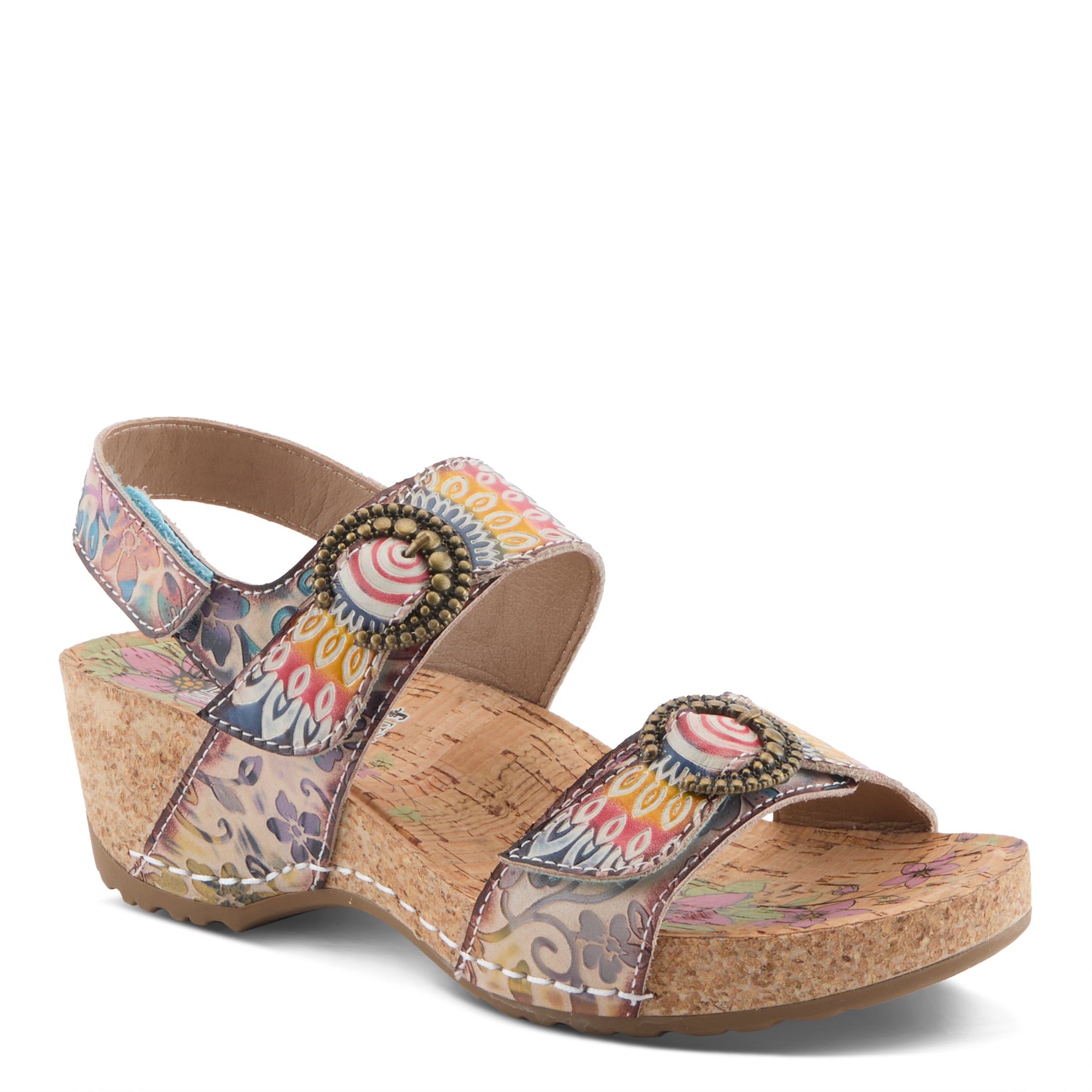 L'Artiste L'ARTISTE COLOMECOOL SANDALS sandal in tan multi with handcrafted leather design