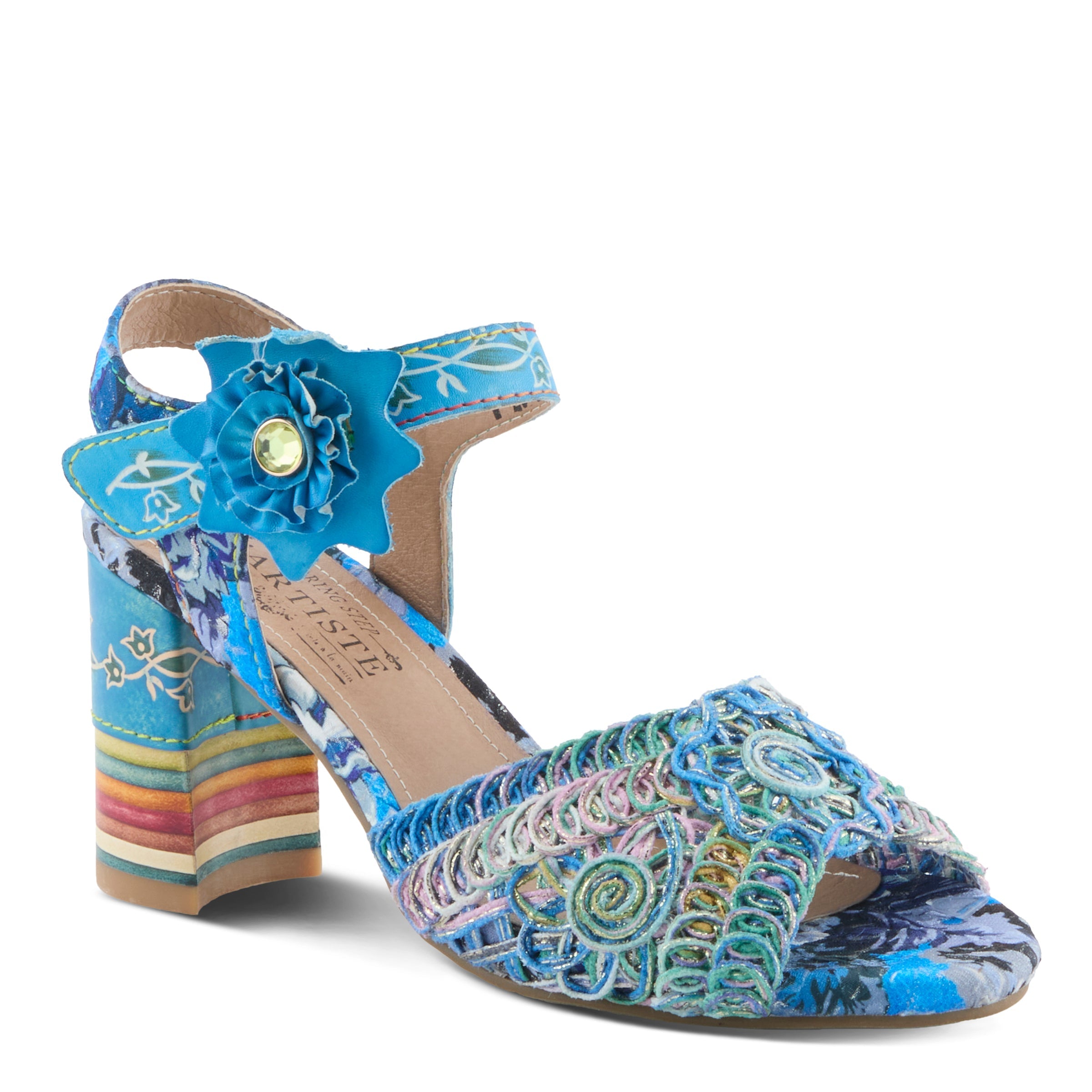 L'Artiste L'ARTISTE COSMOPLEZE SANDALS sandal in blue multi with handcrafted leather design