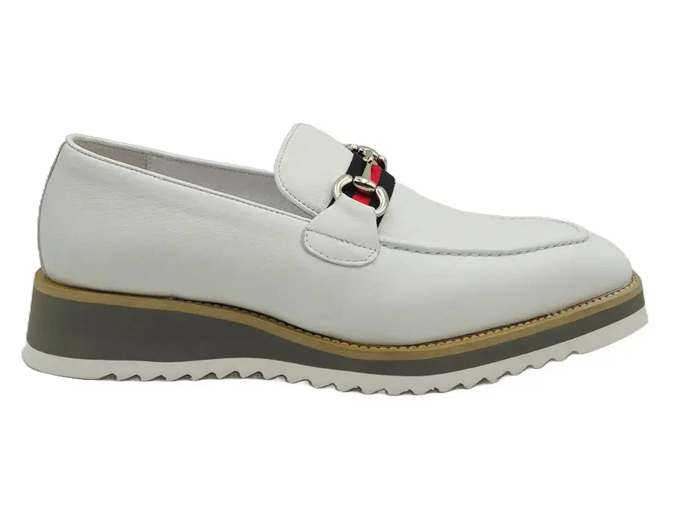 Carrucci Shoes Calfskin Leather Slip On Horsebit Buckle Loafer KS515 07R back view