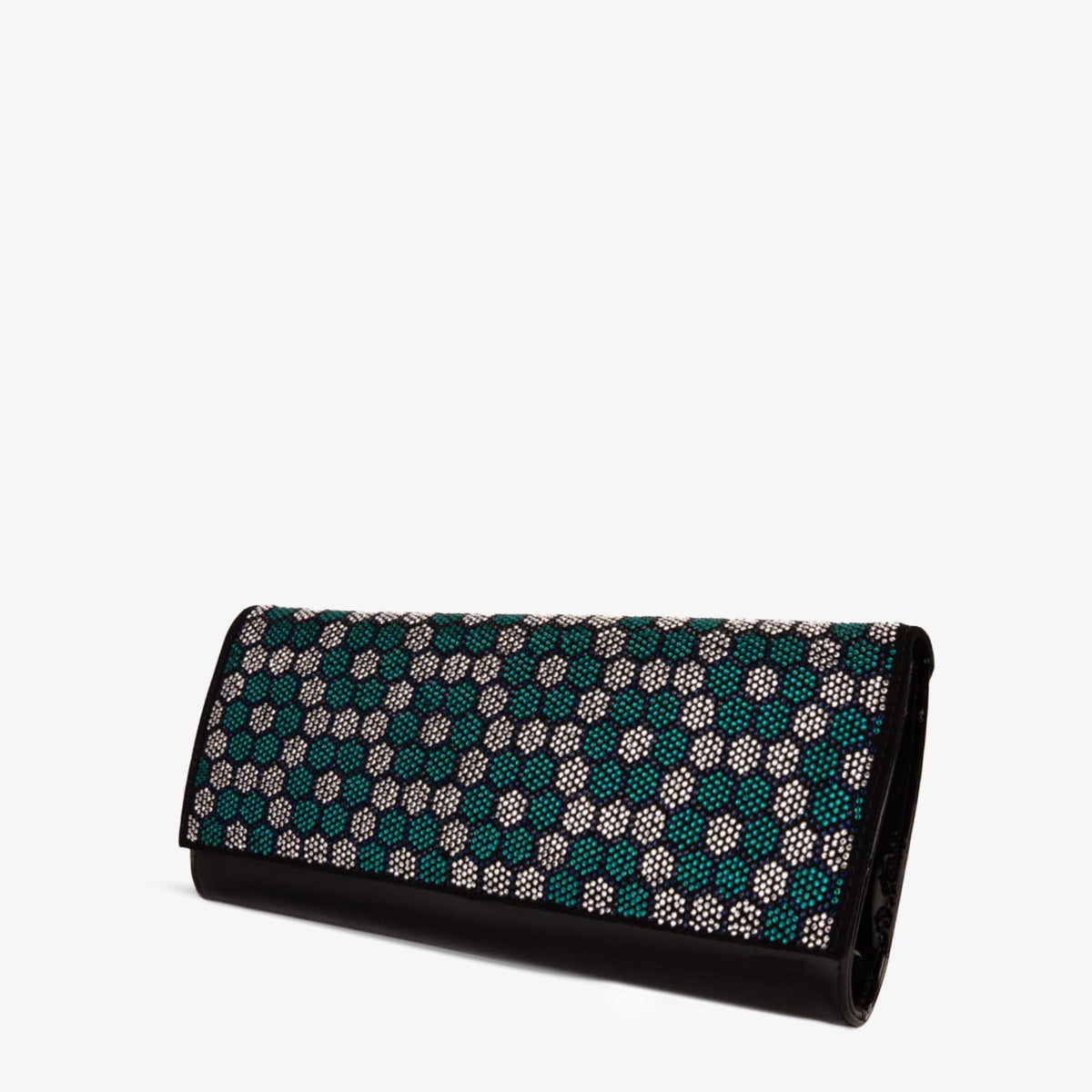 Vinci Leather The Doha Black Leather Glitter Clutch – product view 1