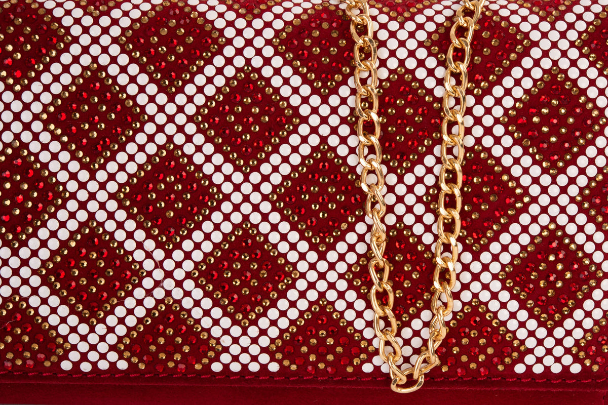 Vinci Leather The Nampula Red Glitter Suede Leather Clutch – product view 3