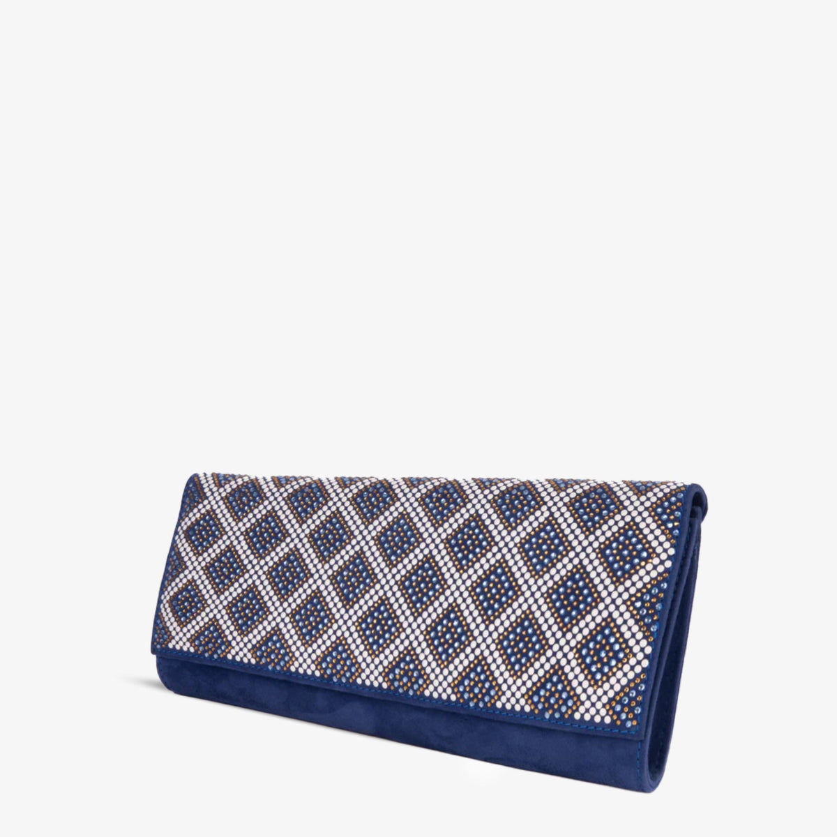 Vinci Leather The Nampula Sax Blue Glitter Suede Leather Clutch – product view 1