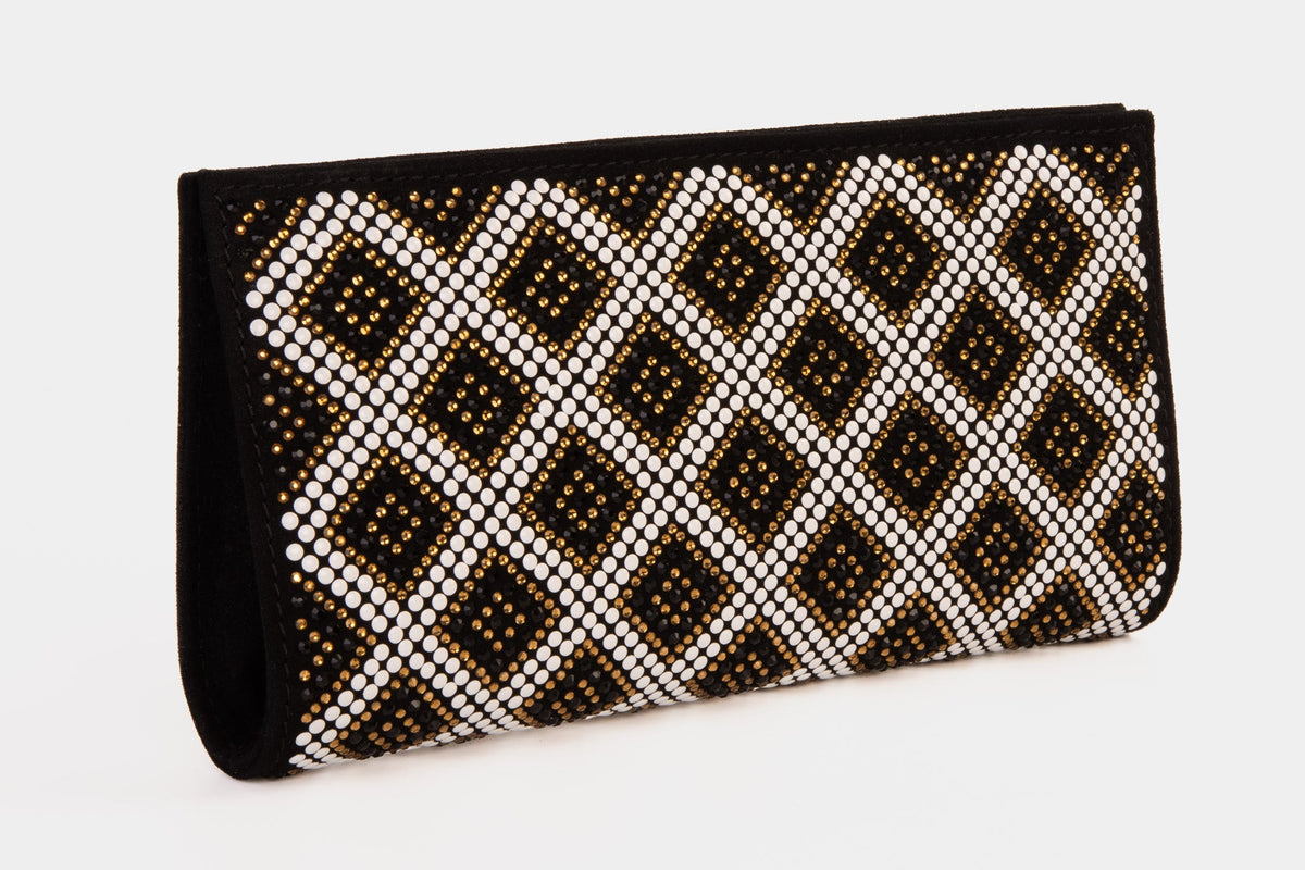 Vinci Leather The Nampula Black Glitter Suede Leather Small Clutch – product view 4
