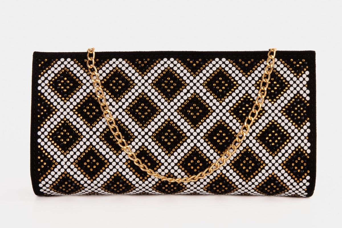 Vinci Leather The Nampula Black Glitter Suede Leather Small Clutch – product view 2