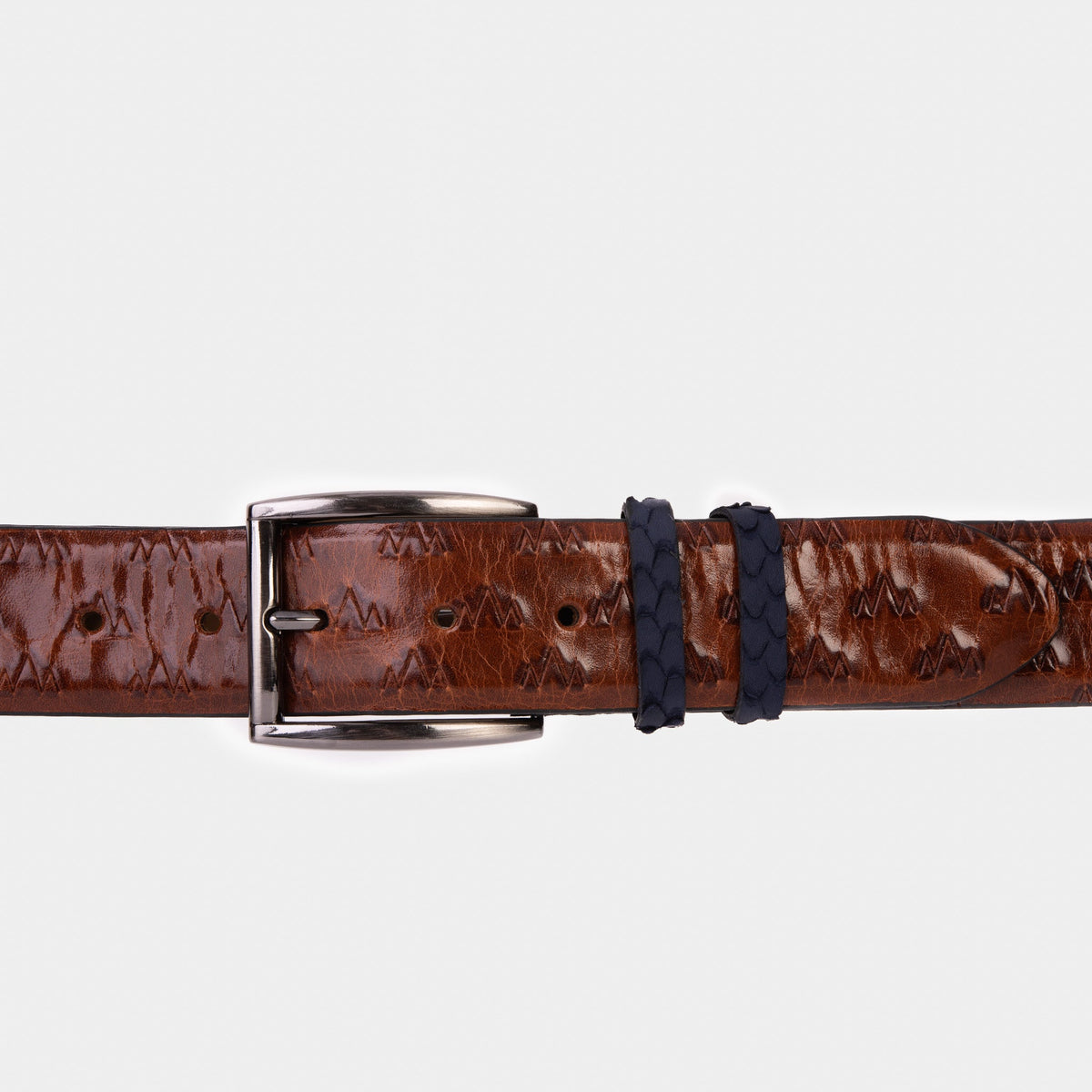 Vinci Leather The Caesars Tan & Navy Leather Belt – product view 2