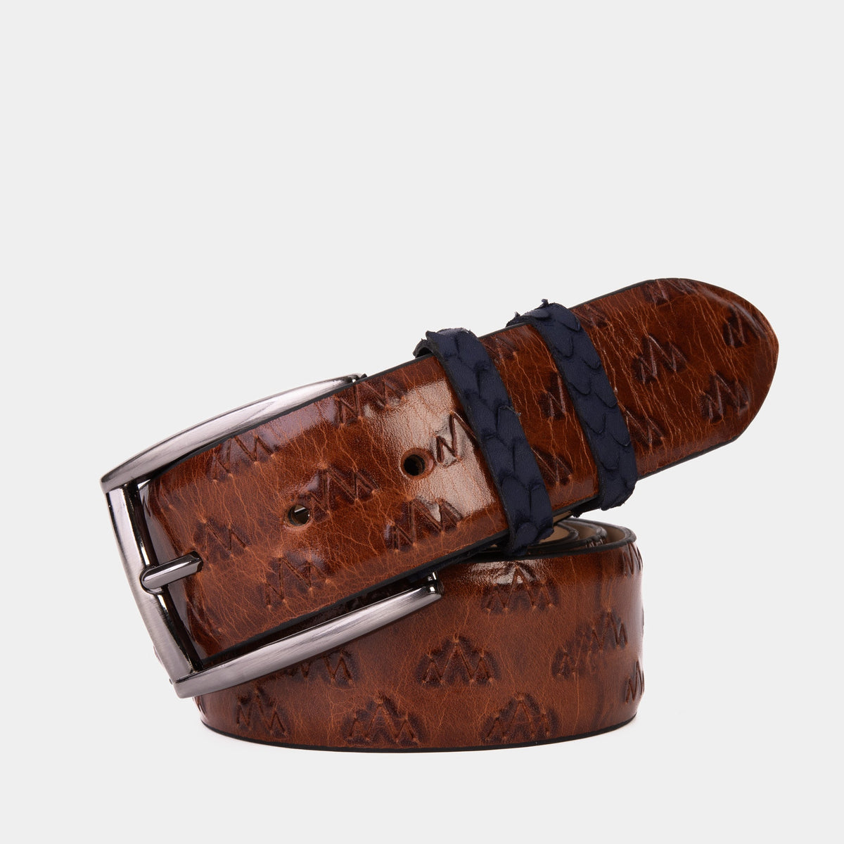 Vinci Leather The Caesars Tan & Navy Leather Belt – product view 1