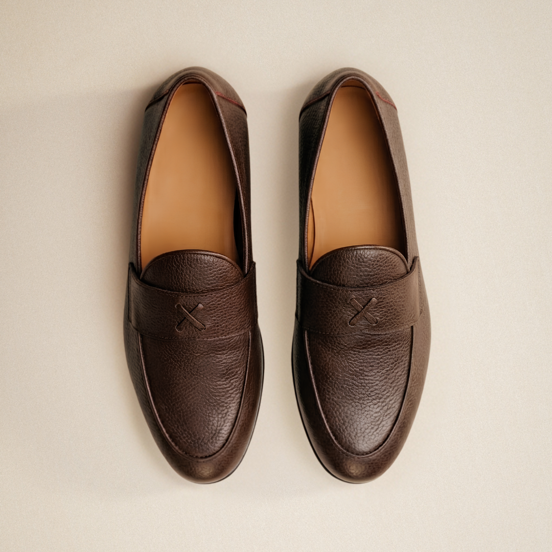Del Toro Shoes Men's Brown Pebbled Leather Centesimo