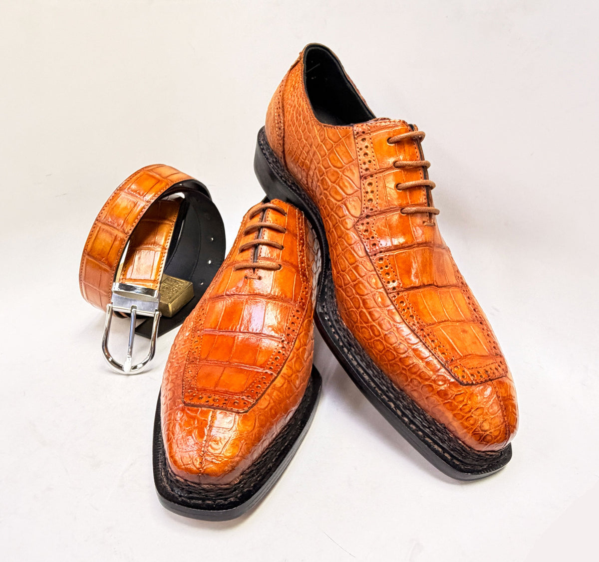Maurice Chancellor Alligator Oxford - Tangerine – product view 2