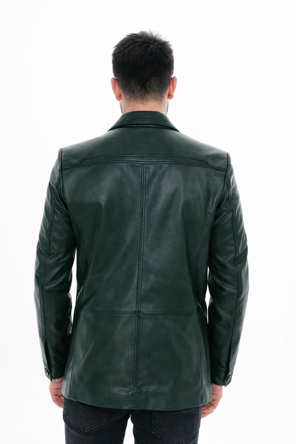 Vinci Leather The Ravenna Green Leather Men Jacket – product view 2
