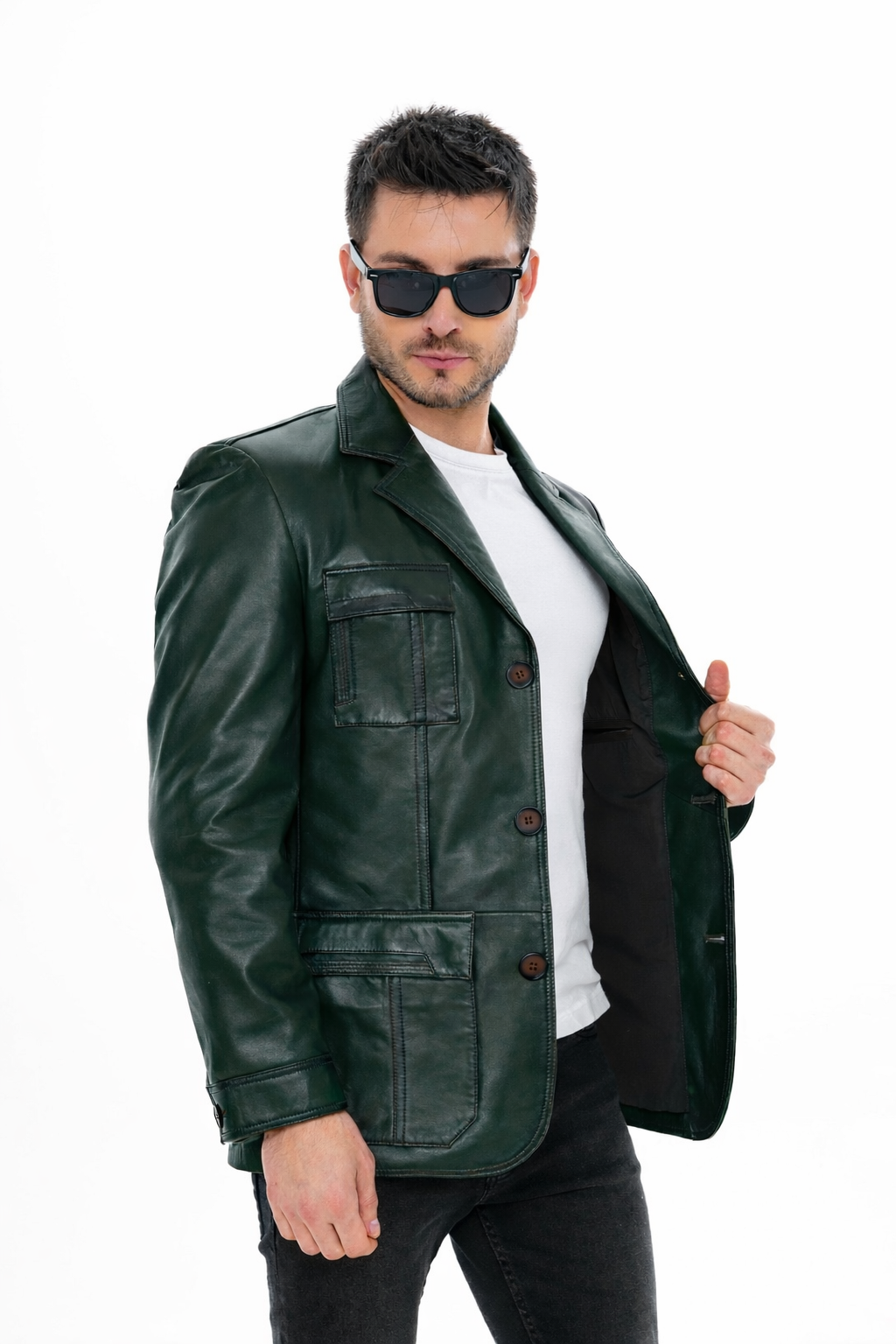 The Ravenna Green Leather Men Jacket