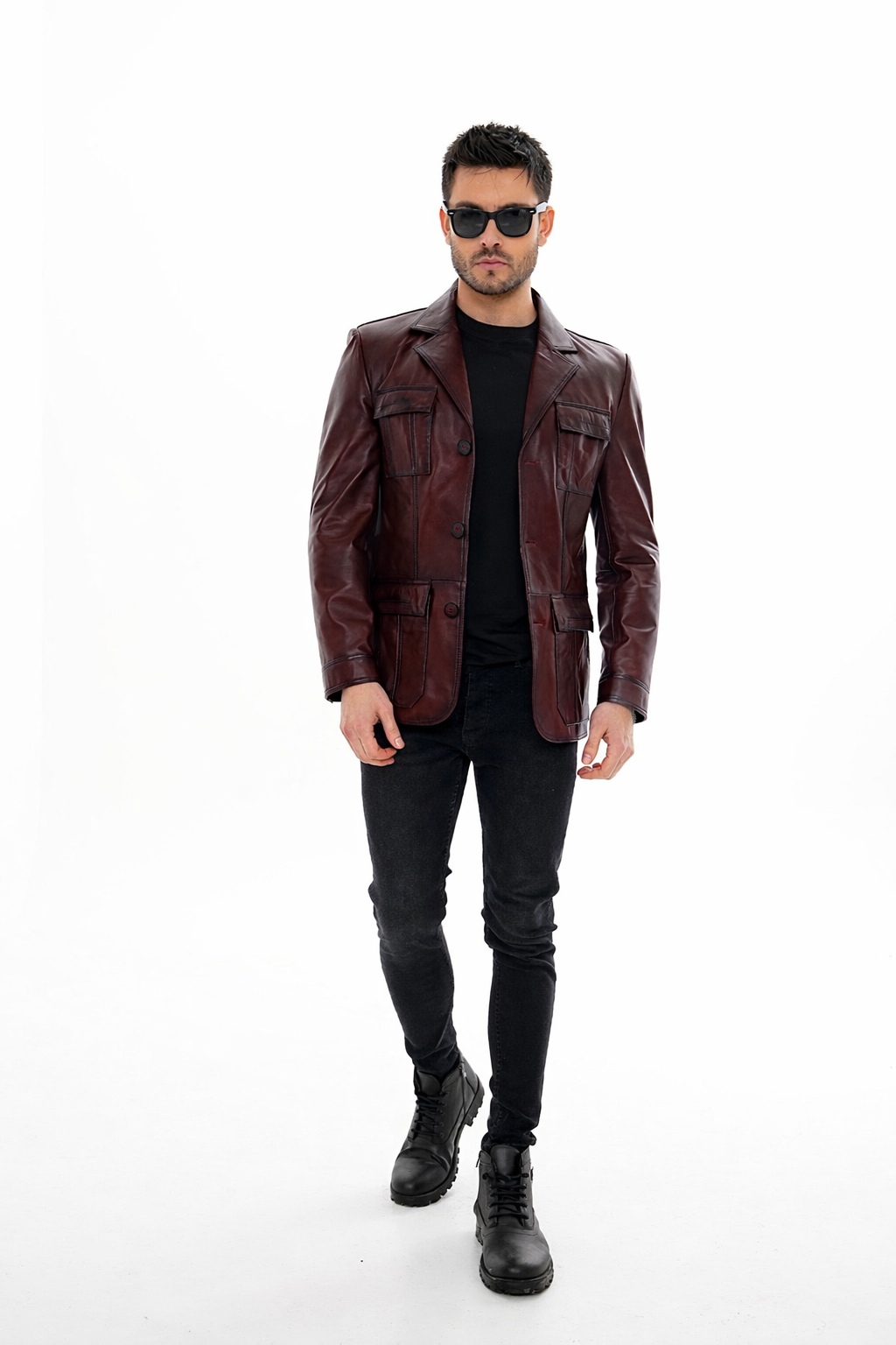 The Ravenna Burgundy Leather Men Jacket