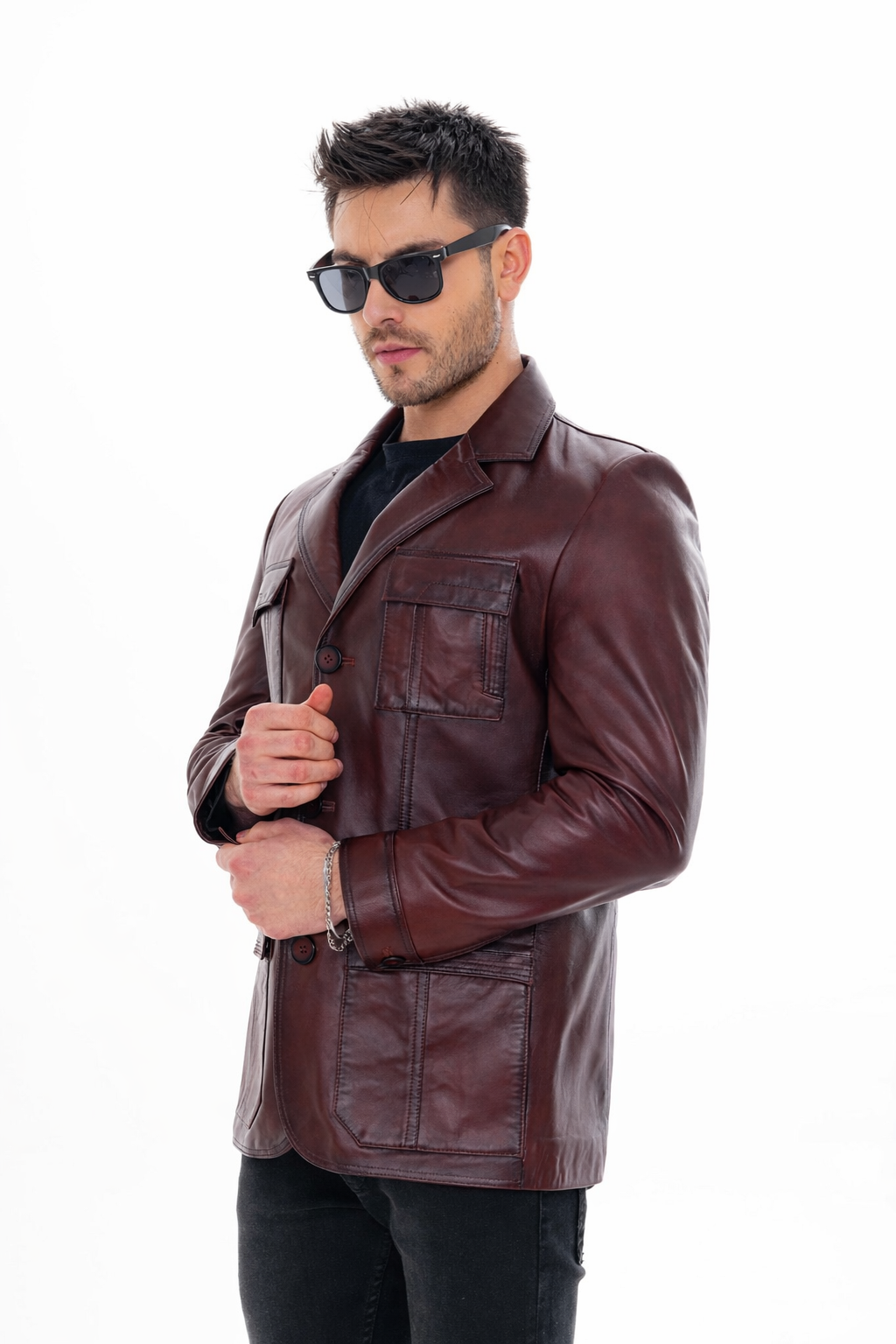 The Ravenna Burgundy Leather Men Jacket