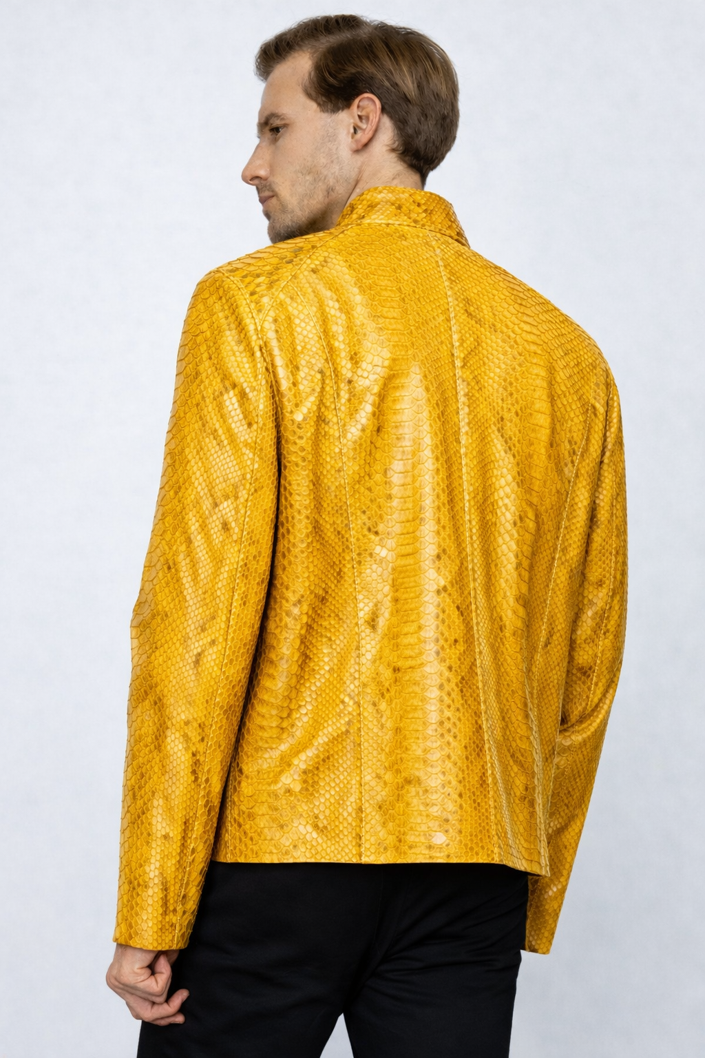 The Boss Pythn Yellow Leather Men Jacket Exclusive Limited Edition
