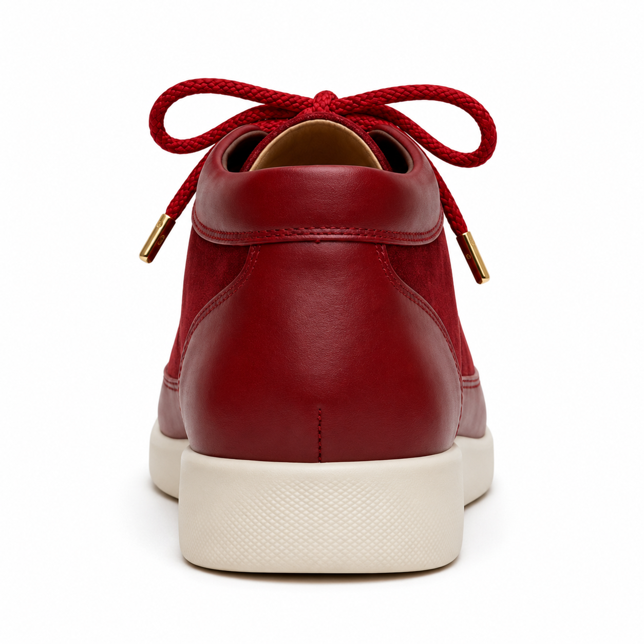 Johnny Famous Bally Style Central Park Men's Red Nappa Leather and Suede High Top Sneakers