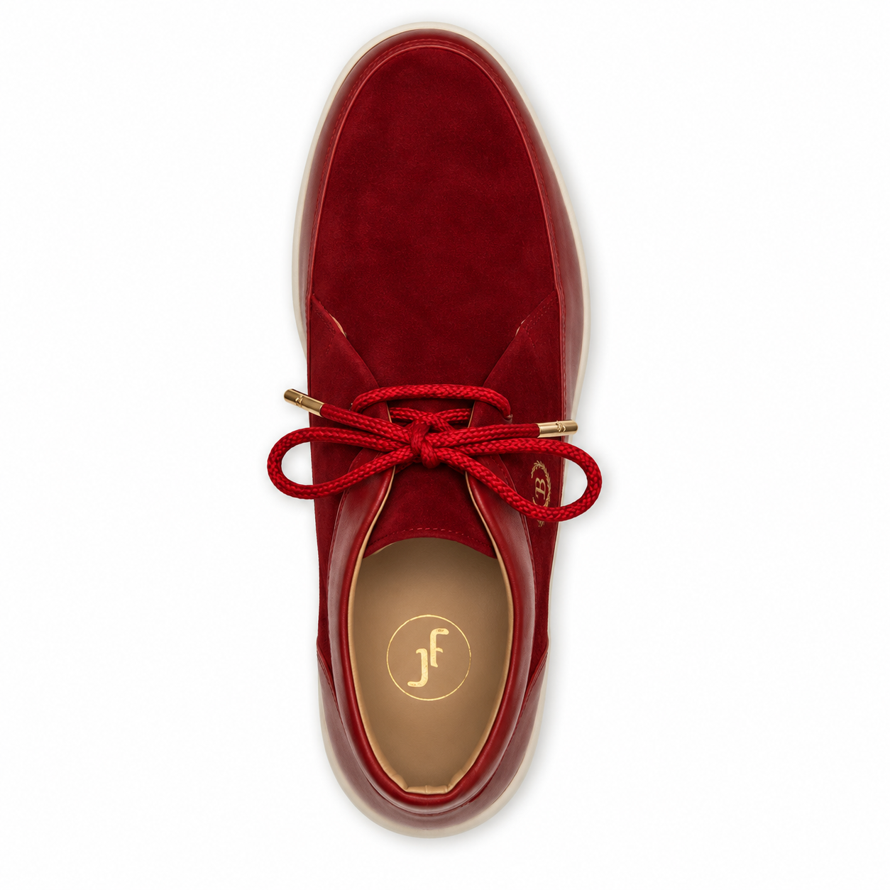 Johnny Famous Bally Style Central Park Men's Red Nappa Leather and Suede High Top Sneakers