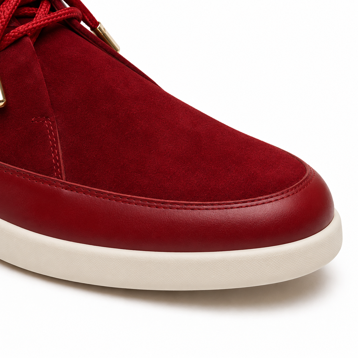 Johnny Famous Bally Style Central Park Men's Red Nappa Leather and Suede High Top Sneakers