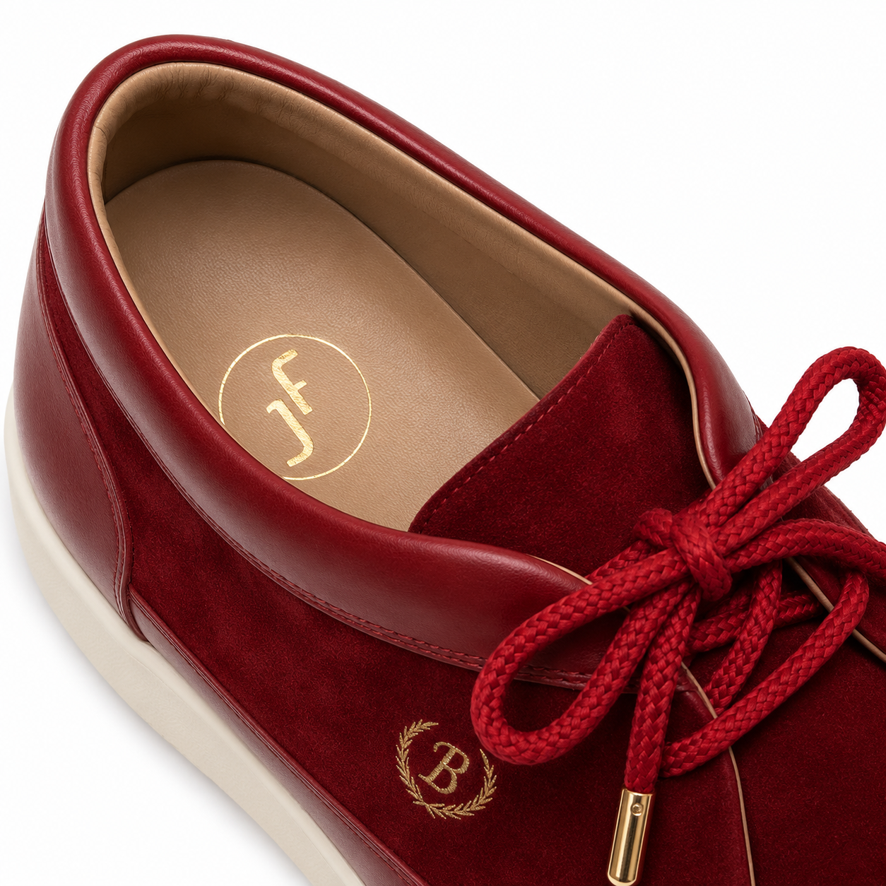 Johnny Famous Bally Style Central Park Men's Red Nappa Leather and Suede High Top Sneakers