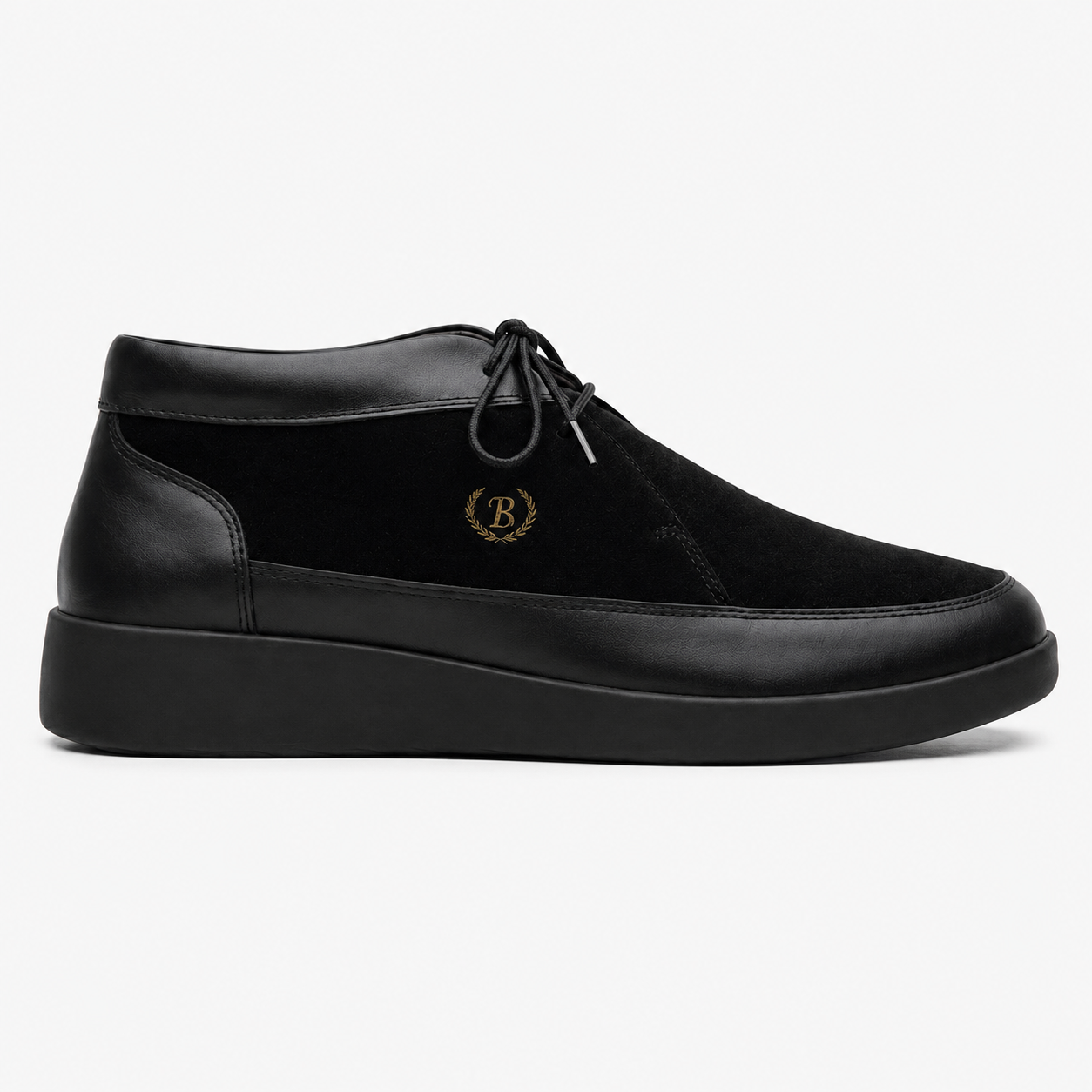 Johnny Famous Bally Style Central Park Men's Black Leather and Suede High Top Sneakers