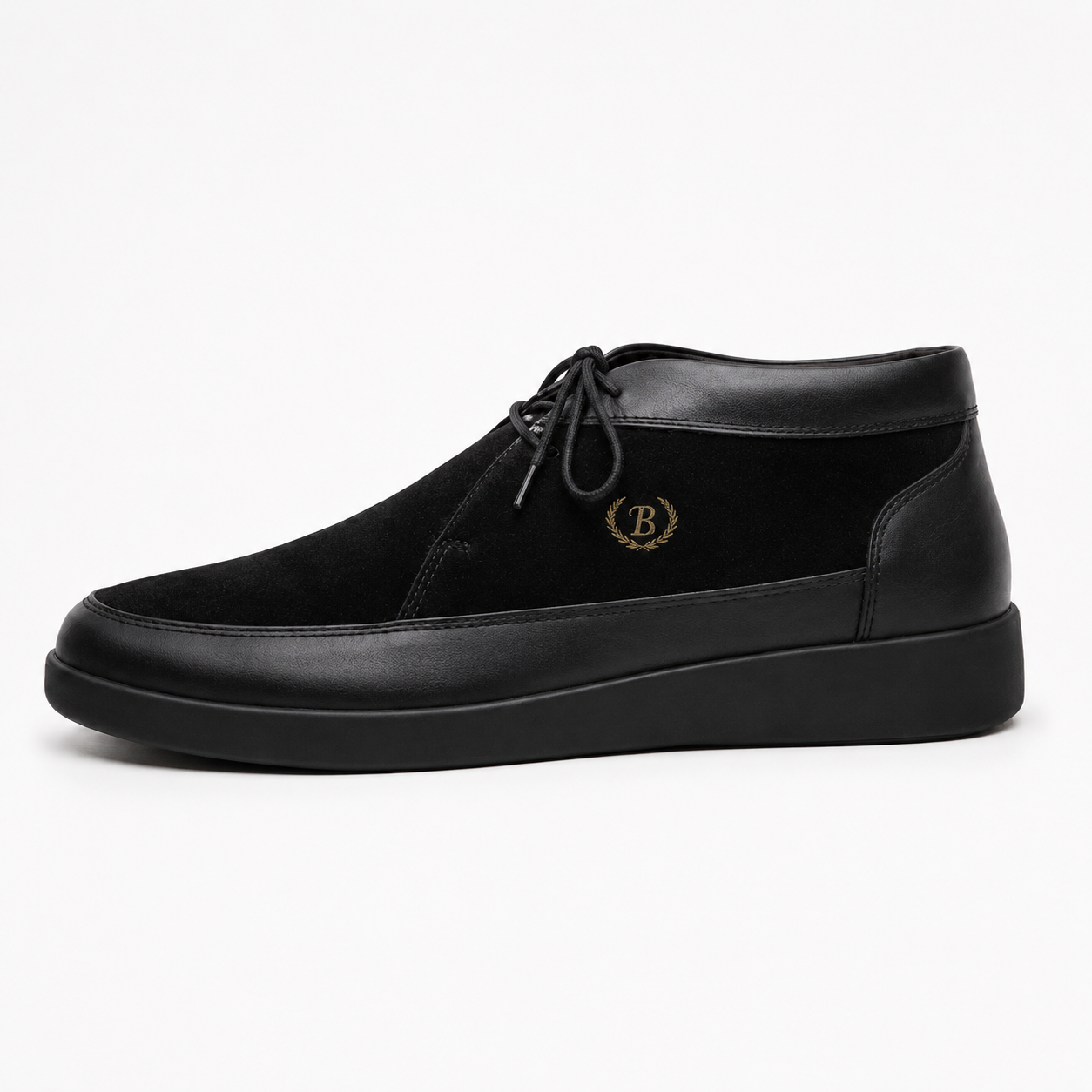 Johnny Famous Central Park Men's Black Leather & Suede High-Top Sneakers | Retro Bally-Inspired