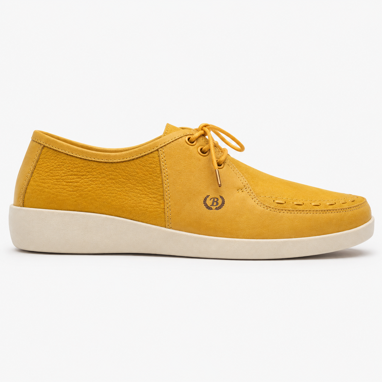 Johnny Famous Delancey Men's Yellow Nappa Leather & Textured Suede Low-Top Sneakers | Retro Bally-Inspired