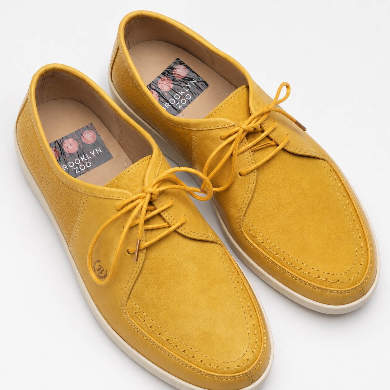 Johnny Famous Delancey Men's Yellow Nappa Leather & Textured Suede Low-Top Sneakers | Retro Bally-Inspired