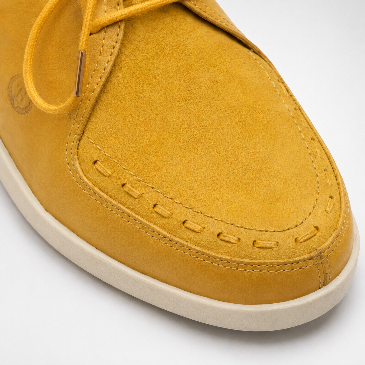 Johnny Famous Delancey Men's Yellow Nappa Leather & Textured Suede Low-Top Sneakers | Retro Bally-Inspired