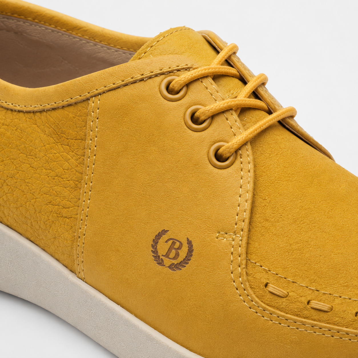 Johnny Famous Delancey Men's Yellow Nappa Leather & Textured Suede Low-Top Sneakers | Retro Bally-Inspired
