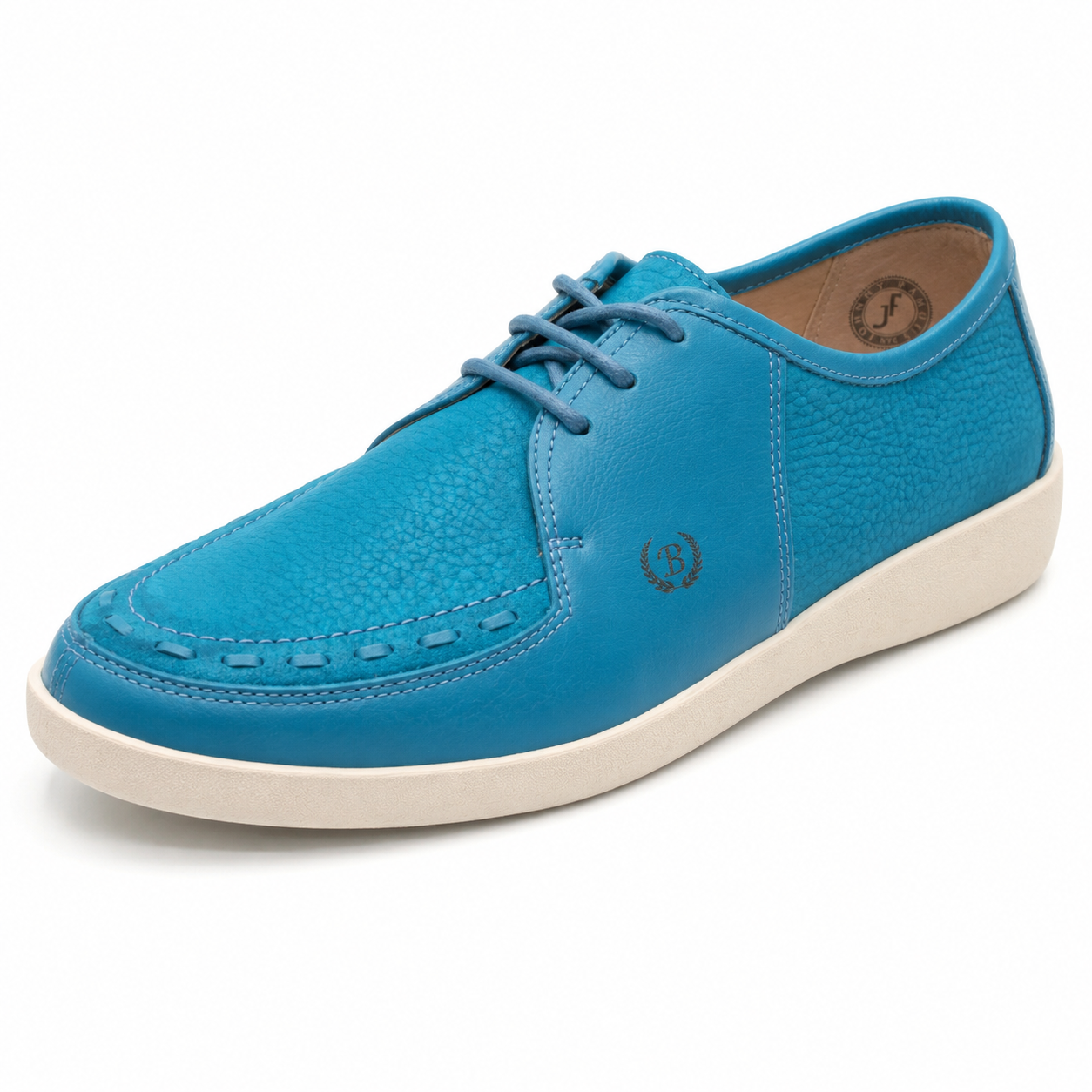 Johnny Famous Delancey Men's Turquoise Nappa Leather & Suede Low-Top Sneakers | Retro Bally-Inspired