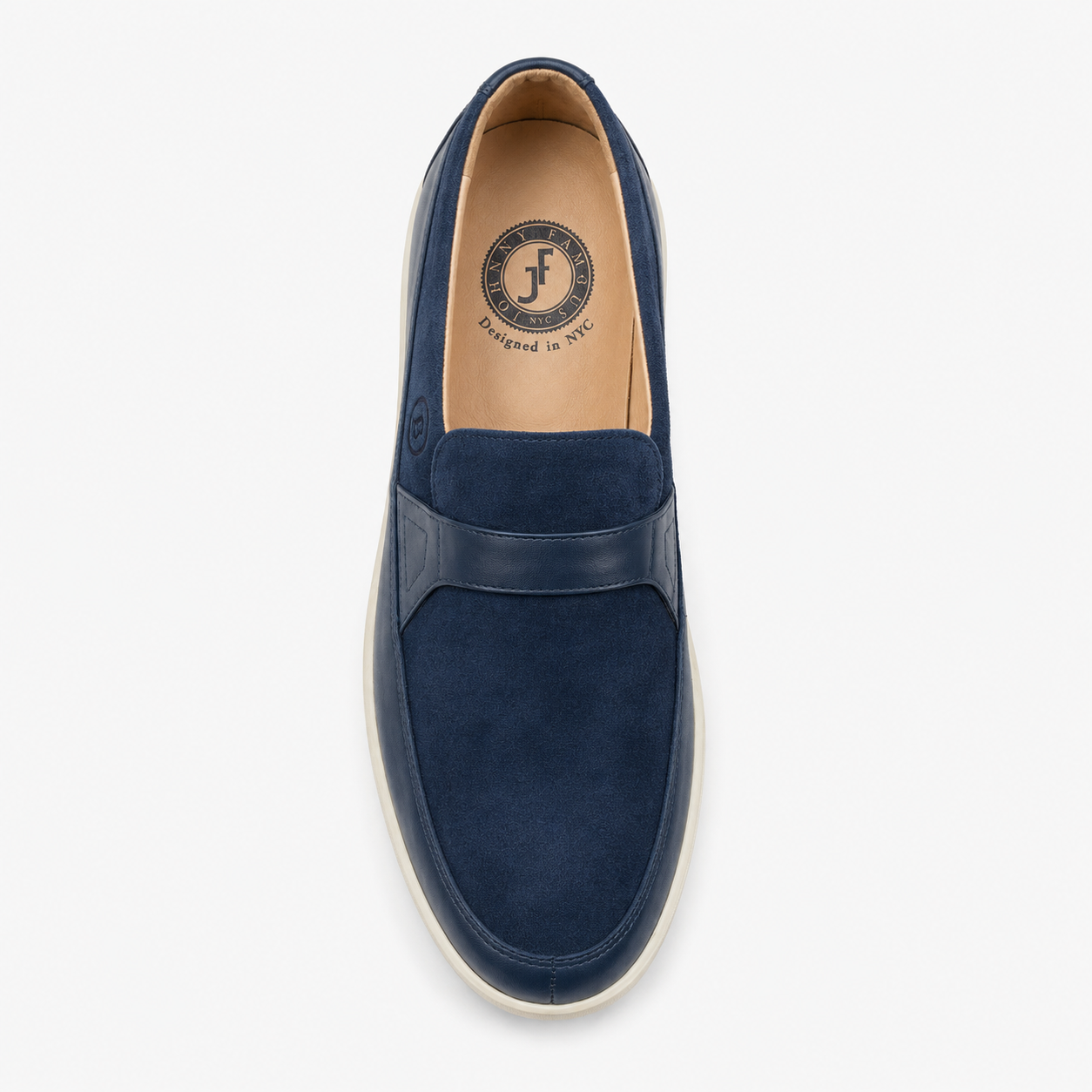 Johnny Famous Tribeca Men's Navy Suede & Leather Slip-On Sneakers | Retro Bally-Inspired