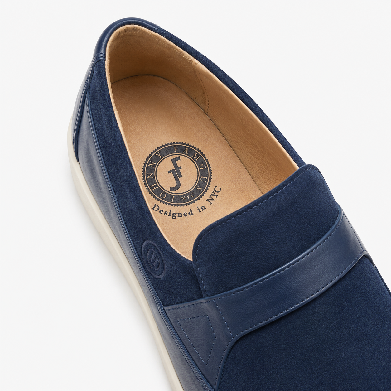 Johnny Famous Tribeca Men's Navy Suede & Leather Slip-On Sneakers | Retro Bally-Inspired