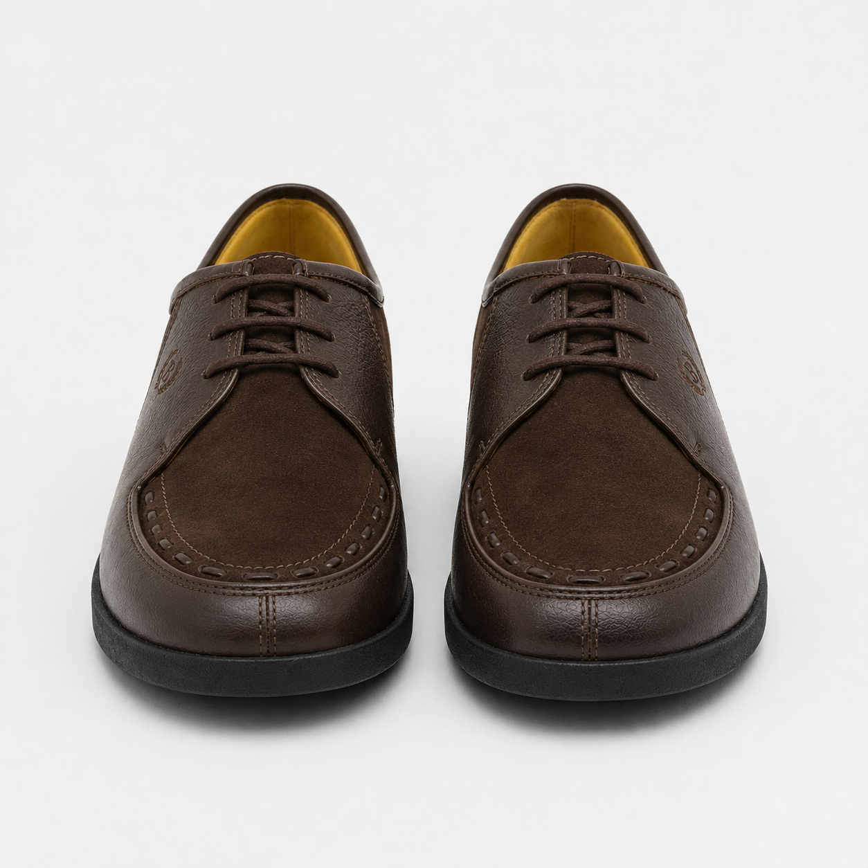 Johnny Famous Delancey Men's Cafe Brown Leather & Suede Low-Top Sneakers | Retro Bally-Inspired – Top View