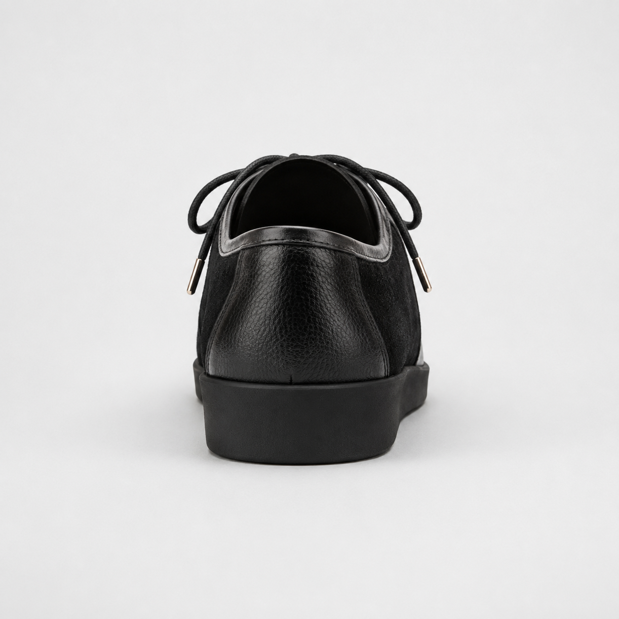 Johnny Famous Delancey Men's Black Leather & Suede Low-Top Sneakers | Retro Bally-Inspired – Back View