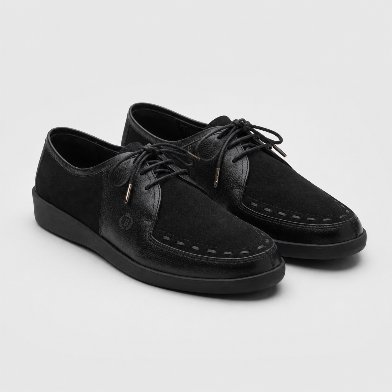 Johnny Famous Delancey Men's Black Leather & Suede Low-Top Sneakers | Retro Bally-Inspired