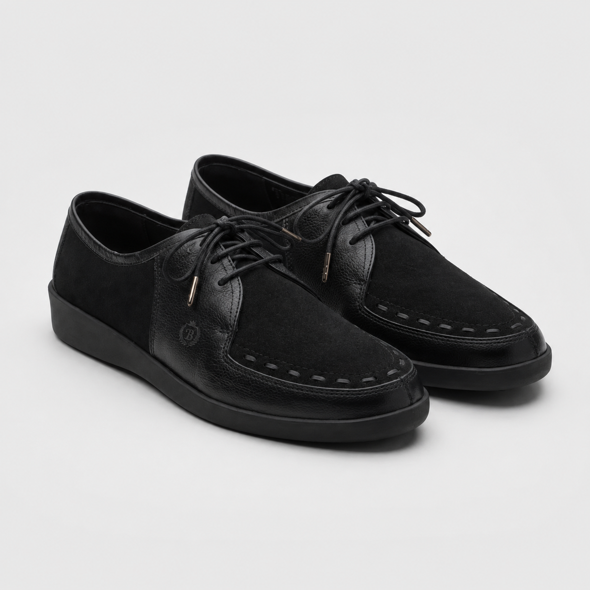 Johnny Famous Delancey Men's Black Leather & Suede Low-Top Sneakers | Retro Bally-Inspired – Side Profile