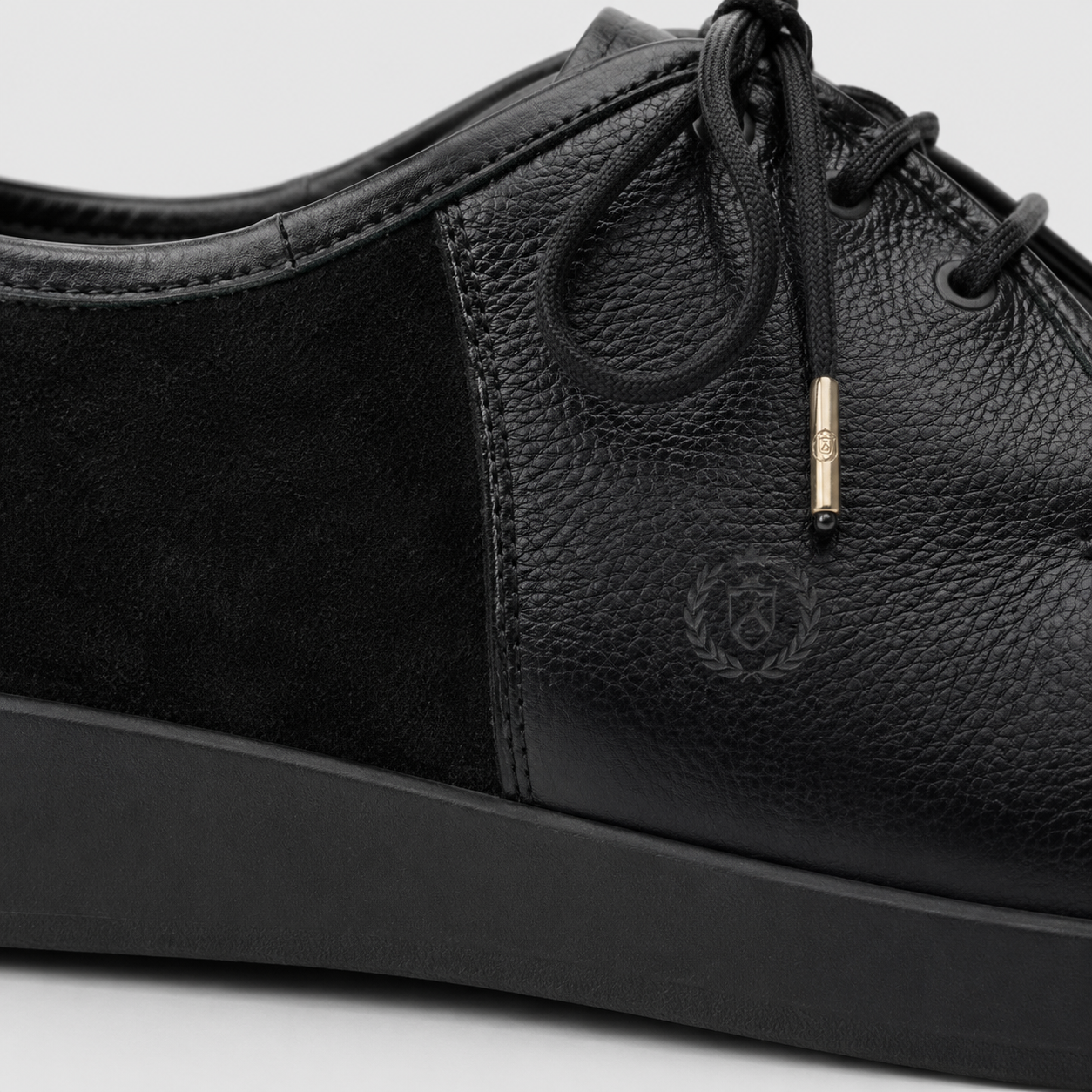 Johnny Famous Delancey Men's Black Leather & Suede Low-Top Sneakers | Retro Bally-Inspired