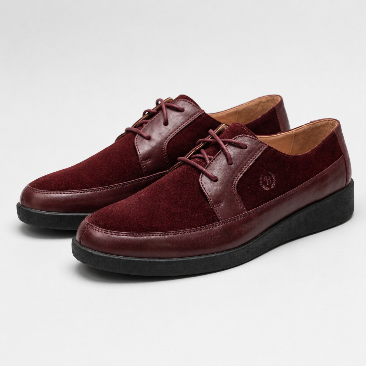 Johnny Famous Park West Men's Deep Burgundy Leather & Suede Low-Top Sneakers | Retro Bally-Inspired