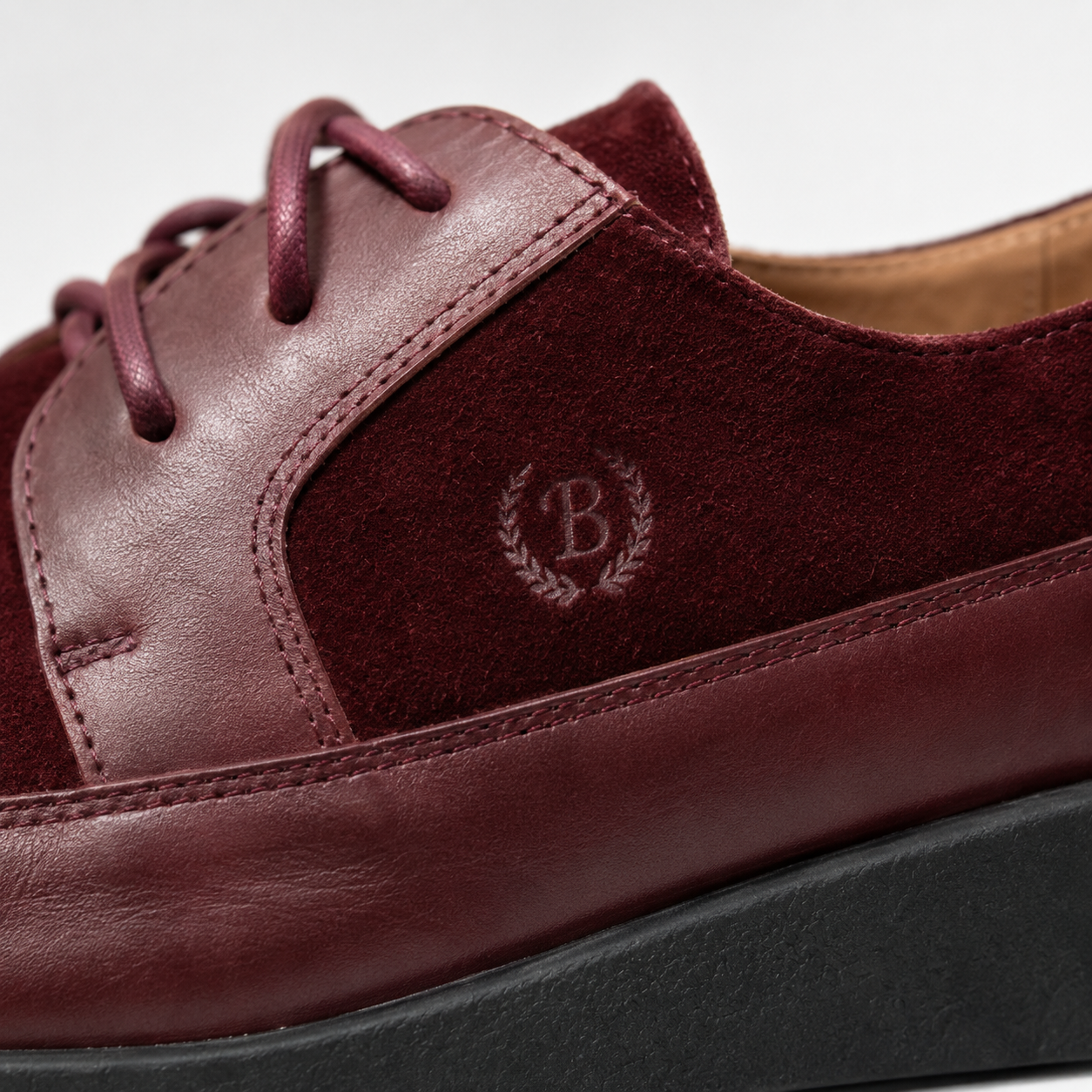 Johnny Famous Park West Men's Deep Burgundy Leather & Suede Low-Top Sneakers | Retro Bally-Inspired