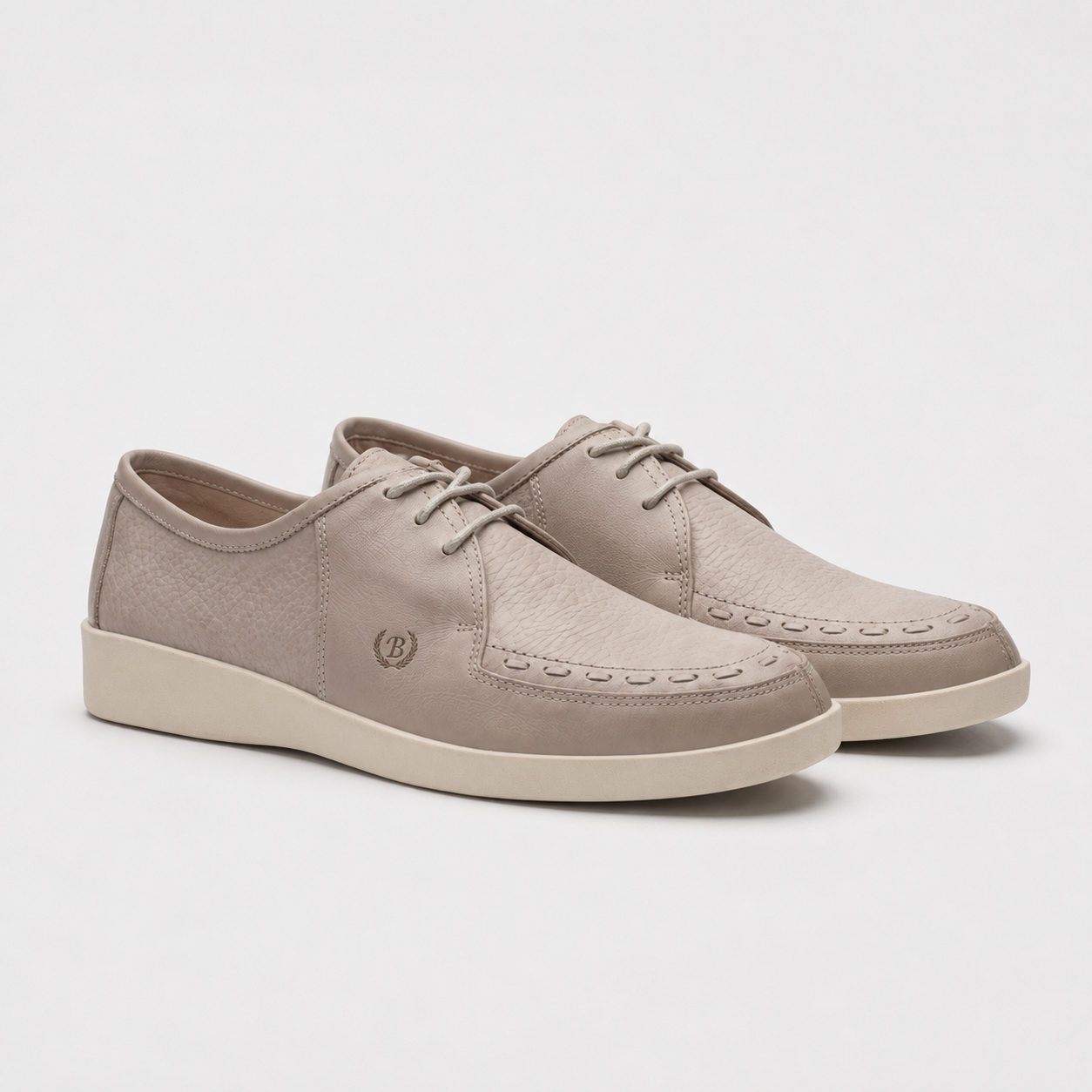Johnny Famous Delancey Men's Beige Cream Leather & Suede Low-Top Sneakers | Retro Bally-Inspired