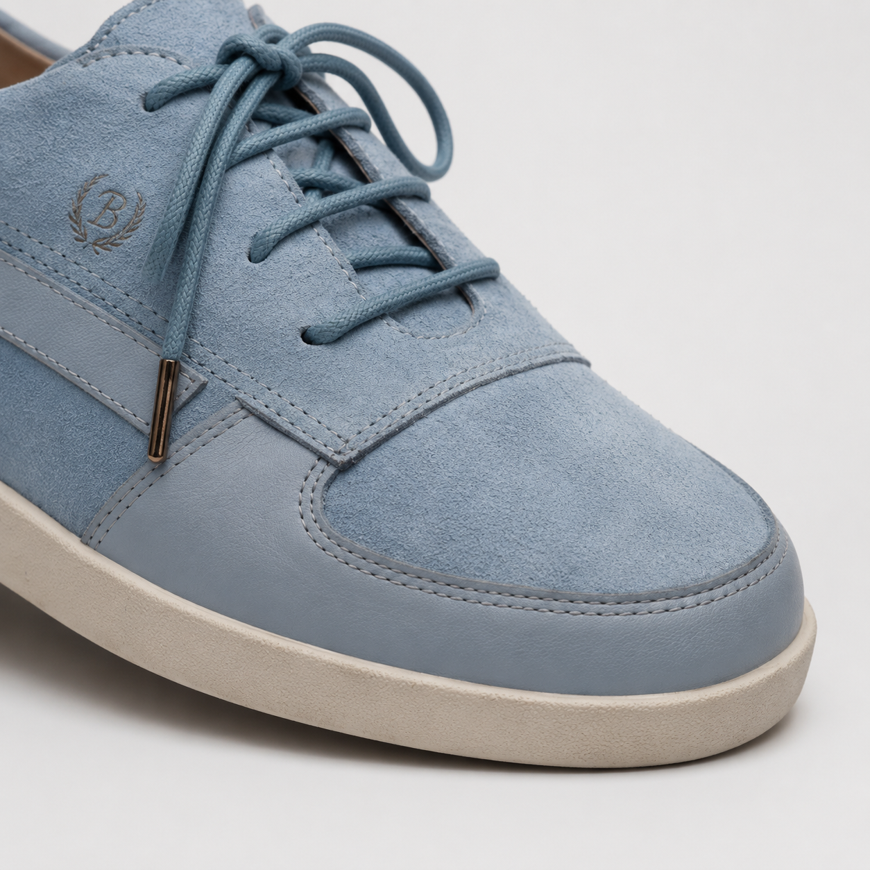 Johnny Famous Midtown Men's Powder Blue Suede & Leather Low-Top Sneakers | Retro Bally-Inspired