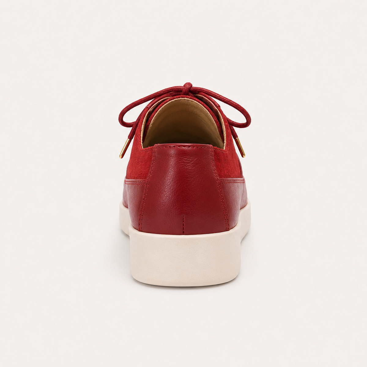 Johnny Famous Park West Men's Rich Red Leather and Suede Low-Top Sneakers | Retro Bally-Inspired – Back View