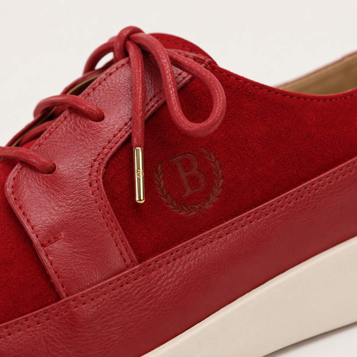 Johnny Famous Park West Men's Rich Red Leather & Suede Low-Top Sneakers | Retro Bally-Inspired