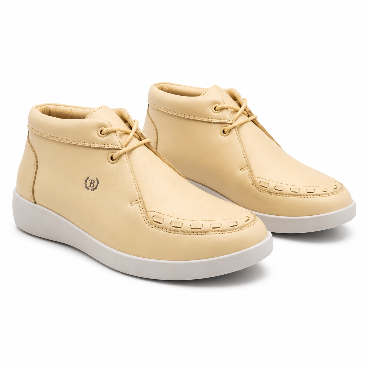Johnny Famous Soho Men's Yellow Nappa Leather High-Top Sneakers | Retro Bally-Inspired