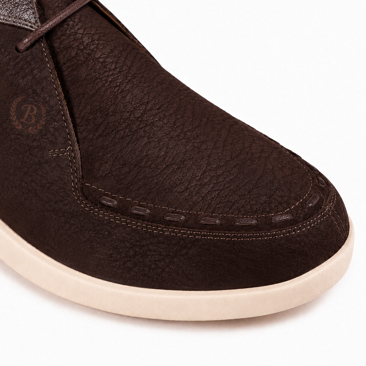 Johnny Famous Bally Style Soho Menβs Cafe Brown Elephant Leather High Top Sneakers