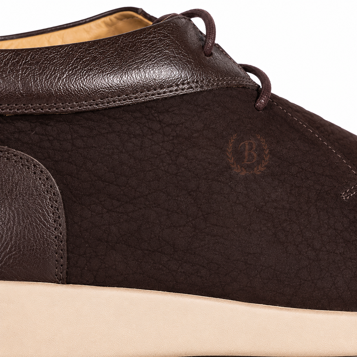 Johnny Famous Soho Men's Cafe Brown Elephant-Embossed Leather High-Top Sneakers | Retro Bally-Inspired