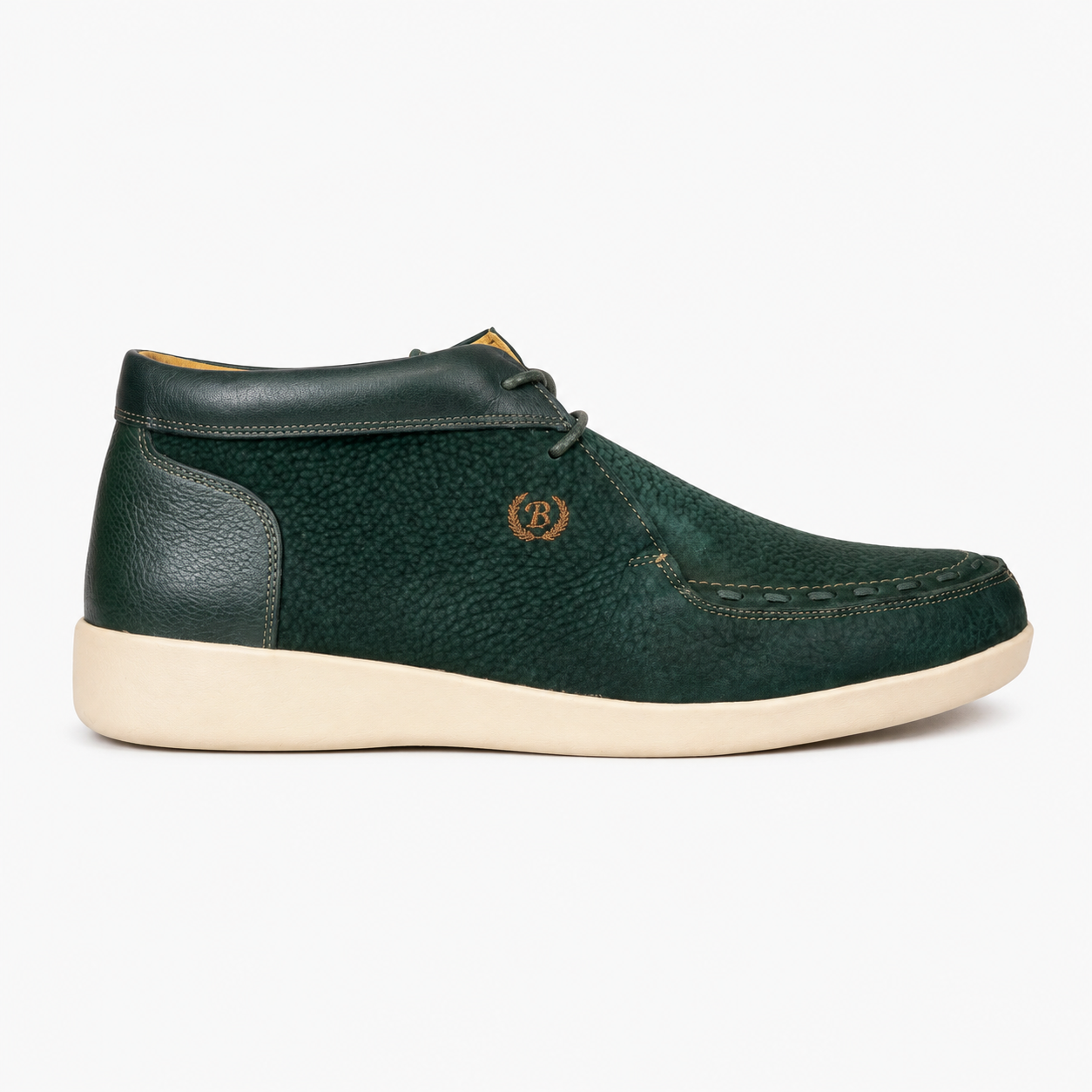 Johnny Famous Bally Style Soho Menβs Emerald Green Elephant Leather High Tops