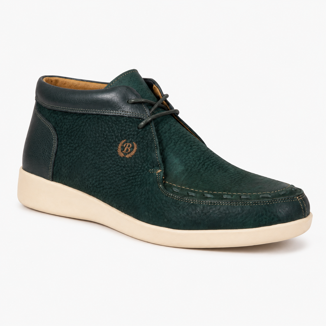 Johnny Famous Bally Style Soho Menβs Emerald Green Elephant Leather High Tops
