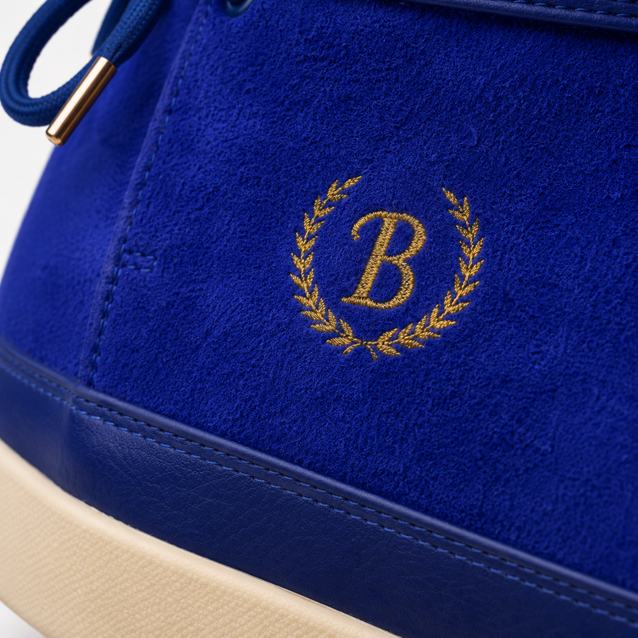 Johnny Famous Bally Style Central Park Men's Navy Blue Nappa Leather and Suede High Top Sneakers