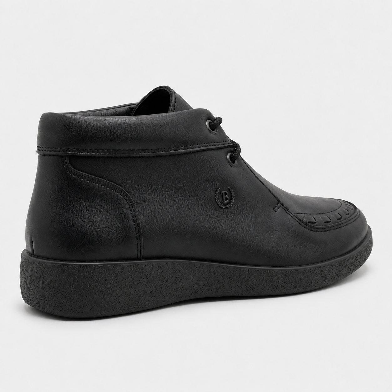 Johnny Famous Soho Men's Onyx Black Elephant-Embossed Nappa Leather High-Top Sneakers | Retro Bally-Inspired